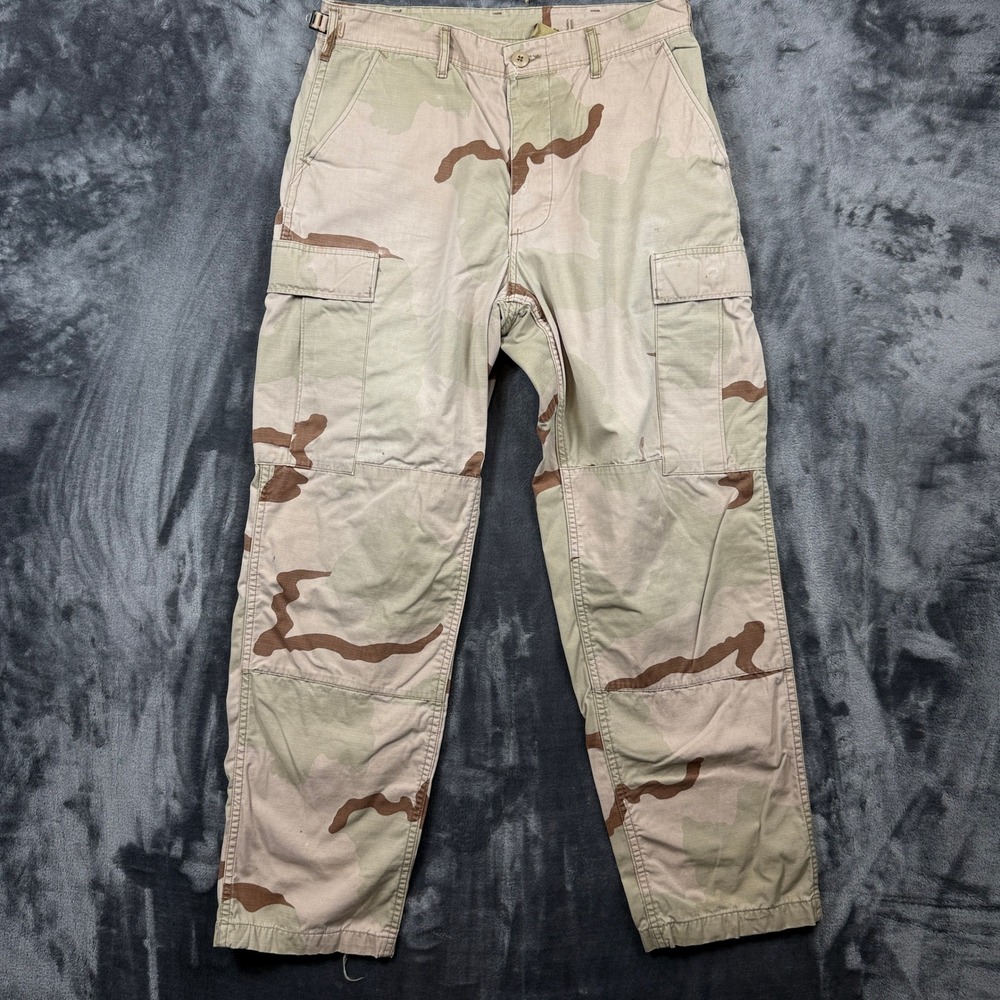 Military Cargo Pants Mens Medium Regular Tan Desert Camo Ripstop BDU Trousers